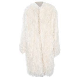 Langer Kunstfellmantel von DKNY Weiß
