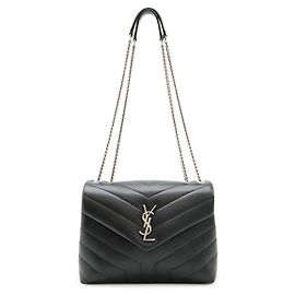 Yves Saint Laurent Bolsa de Ombro de Couro Loulou da Saint Laurent Paris Preto