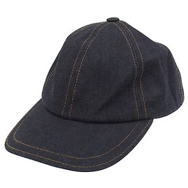 Hermès Hermes Sellier Button Denim Baseball Cap Blue