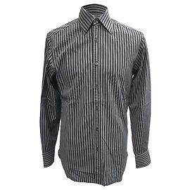 Camicia a maniche lunghe a righe Gucci in cotone grigio Grigio