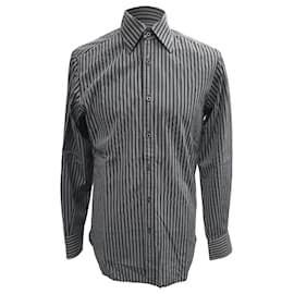Gucci-Gucci Long Sleeve Striped Button Down Shirt in Grey Cotton-Grey