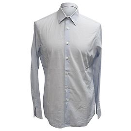 Prada Patterned Button-Down Long Sleeve Shirt in Light Blue Cotton Blue Light blue