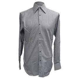 Camicia a righe con bottoni a maniche lunghe Gucci in cotone blu navy Blu Blu navy