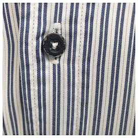 Gucci- Gucci Striped Button-Down Long Sleeve Shirt in Navy Blue Cotton-Blue,Navy blue