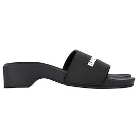 Schwarze Gummi-Poolclogs mit Balenciaga-Logo Schwarz