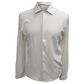 Camisa de manga larga con botones Prada en algodón blanco Blanco Crudo