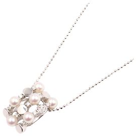 Collar de Perlas Akoya con Diamantes Tasaki K18WG Blanco