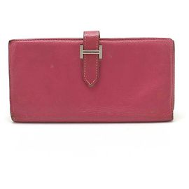 Carteira Longa de Couro Béarn da Hermès Rosa