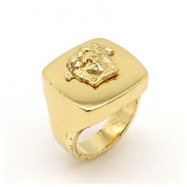 Versace Medusa Signet Ring Gold Golden Metallic
