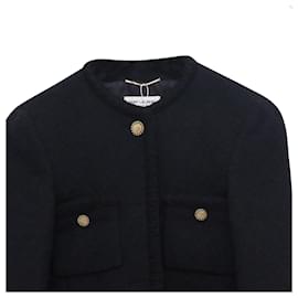 Saint Laurent- Saint Laurent Four-Pocket Tweed Blazer in Black Wool-Black