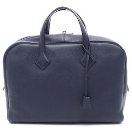 Hermès Hermes Victoria 2 12H Leather Briefcase Blue