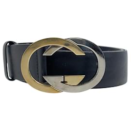 Gucci-Cinto de couro Gucci com G entrelaçado-Preto