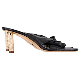 Jacquemus-Jacquemus Bellagio Crossover Sandals in Black Leather-Black