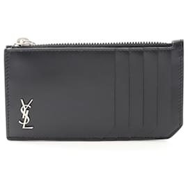 Yves Saint Laurent Monedero de cuero TINY MONOGRAM de Saint Laurent Negro