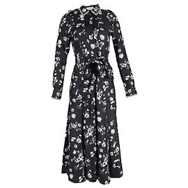 Gabriela Hearst Meyer Floral Button-Front Hemdblusenkleid aus schwarzer Seide Andere