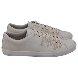 Sneakers Prada effetto invecchiato in pelle di vitello bianca Bianco Crudo