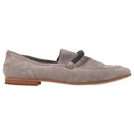 Mocassins à pampilles ornés Brunello Cucinelli en daim gris Gris