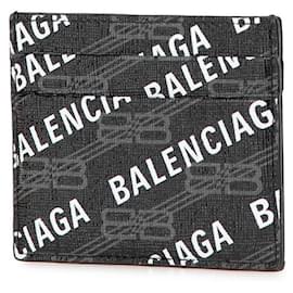 Balenciaga-Porta-cartões em PVC com logo Balenciaga-Preto