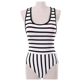 Chanel COCO Mark Strap Pattern One Piece Swimwear White