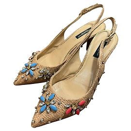 Dolce & Gabbana Sapatilhas Slingback Bijou Flor Dolce&Gabbana Bege