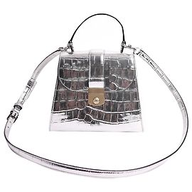 Veronica Beard Silver croc-embossed 2way bag Silvery