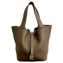 Bolsa Hermès Picotin Lock MM em marrom Marrom
