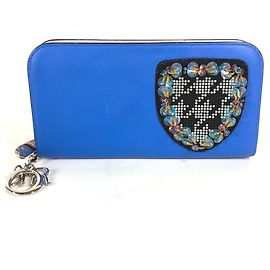 Christian Dior Long Wallet Black Blue