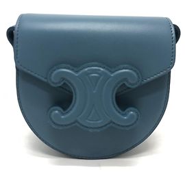 Céline CELINE Triomphe Mini Bolsa de Ombro em Couro Azul
