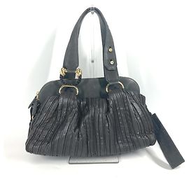Bulgari Bvlgari Leoni 2-Way Tote/Shoulder Bag Black Dark brown