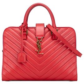 Bolsa cabas Monogram em couro de bezerro vermelho Saint Laurent Vermelho