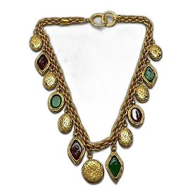 Chanel Gripoix Long Necklace Gold Metal Gold hardware