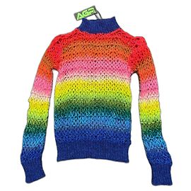 Autre Marque Offener Strickpullover Baumwolle und Mohair Mehrfarben
