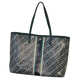 Tory Burch Gemini Link Large Tote in Green Blue Gemini Link Bias Shoulder Bag Dark green