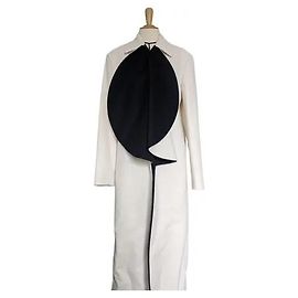 Abrigo Loewe blanco de lana y cachemira con cuello azul marino Blanco Azul marino