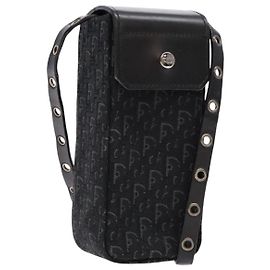 Borsa a Spalla in Tela Trotter Christian Dior Nera Argento Auth 135238 Nero Argento