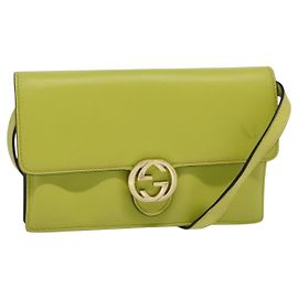 GUCCI Portefeuille Épaule Cuir Jaune Or 369664 Auth bs29351 Doré Jaune