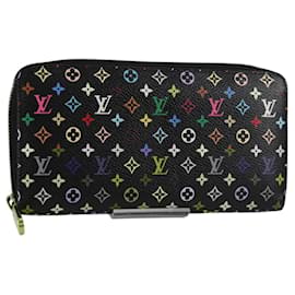 Louis Vuitton-LOUIS VUITTON Multicolor Zippy Wallet Wallet Black M60243 LV Auth 141189V-Black