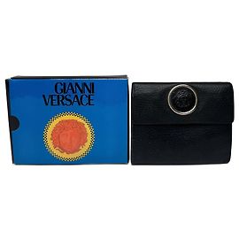 Vintage Gianni Versace Leather Wallet black Black