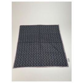 Céline Sciarpa Vintage Celine Monogramma Macadam Nero e Bianco Nero