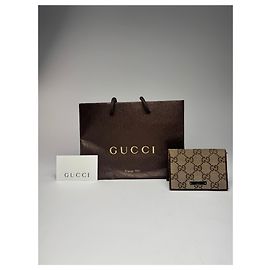 Vintage Gucci Monogram Card holder beige Brown Beige