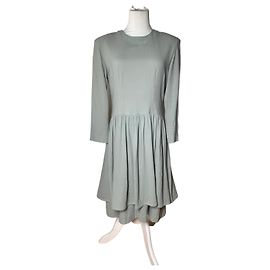 Robe en soie vintage Balenciaga Turquoise L Vert
