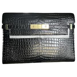 Yves Saint Laurent Saint Laurent YSL modello Manhattan Pelle Nera Stampa Cocco Nero