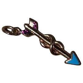 Dodo Pomellato Ciondolo Dodo Freccia in Oro Rosa 9KT con Rubini e Smalto Celeste D'oro