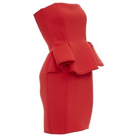 Strapless Reißverschlusskleid mit Unterschrift von Alber Elbaz von Lanvin Rot