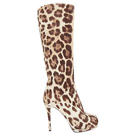 Botas de tacón alto con plataforma de estampado de leopardo Giuseppe Zanotti Castaño