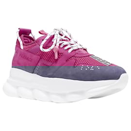 Versace-Tênis chunky baixo em camurça rosa VERSACE Chain Reaction Blowzy EU42-Rosa