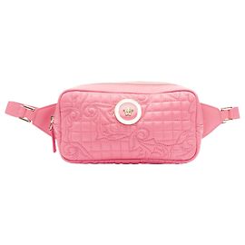 Barockes, gesteppte Leder-Crossbody-Gürteltasche Vanitas von Versace Pink