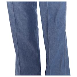 Saint Laurent-Saint Laurent blue pleated front high waist flare leg jeans-Blue