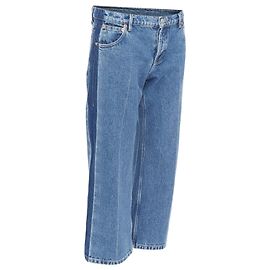 Jeans cropped larges à taille basse avec contraste bleu délavé de Balenciaga Bleu