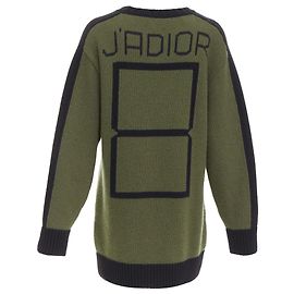 CHRISTIAN DIOR J'adior 8 pull ringer en laine et cachemire vert marine FR38 M Vert
